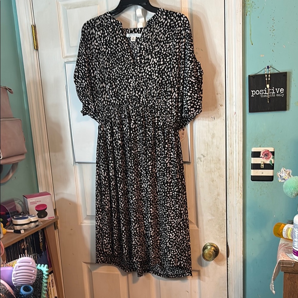 Chic Black and White Midi Dress